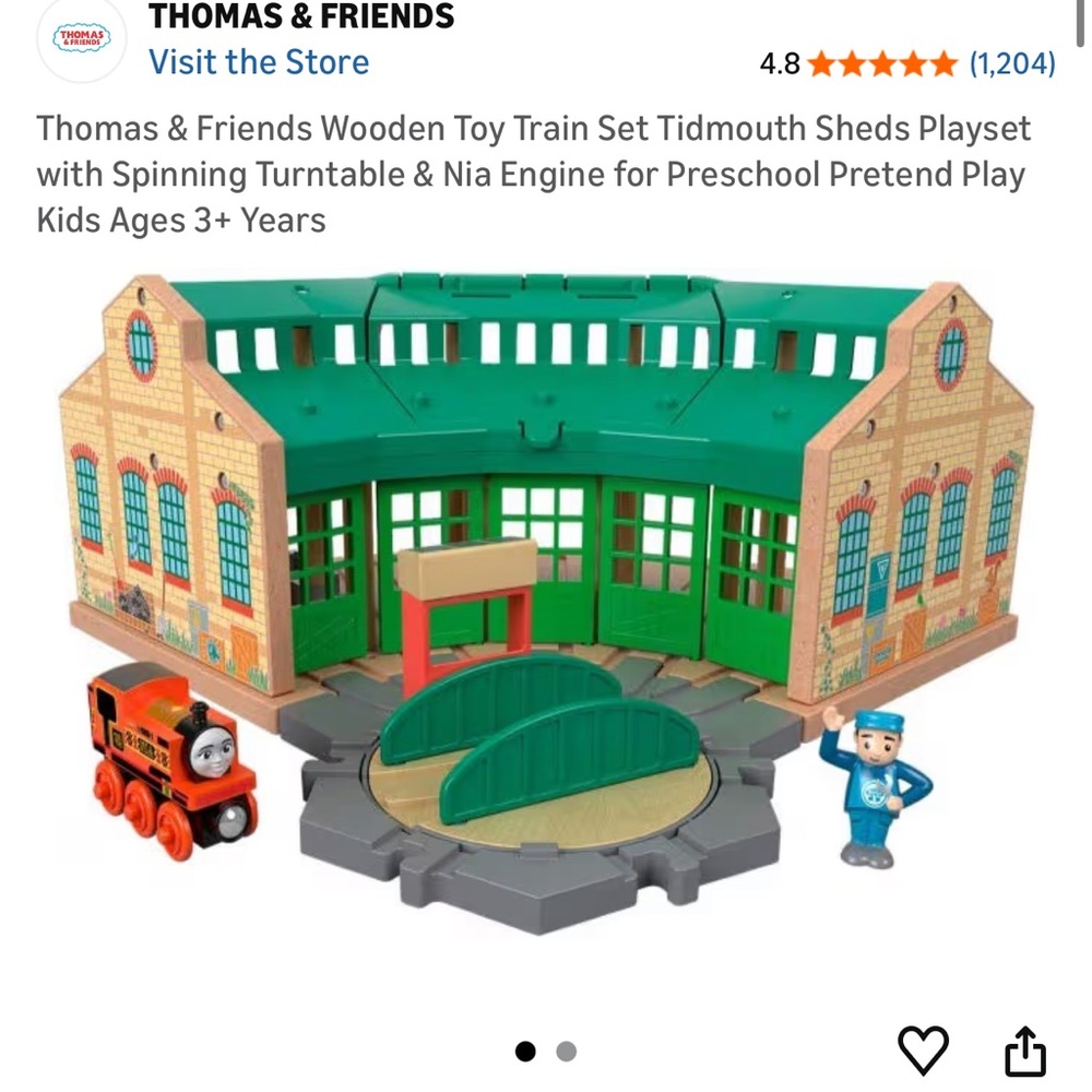 Thomas and friends tidmouth sheds wooden toy train set wood turntable playset